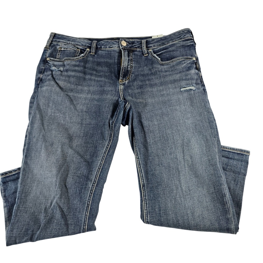 Silver Jeans Co Suki Capri Mid Wash Distressed Denim W36 L23.5 L43920CVS252